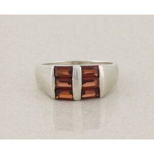 Sterling Silver Natural Garnet Ring Size 9